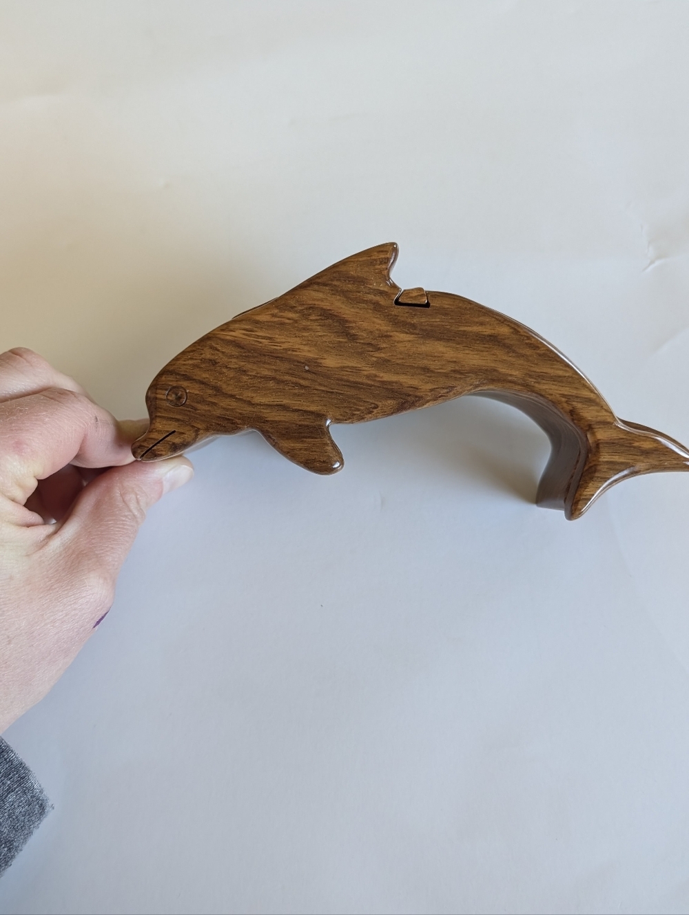 Handcarved Dolphin Trinket Puzzle Box